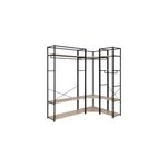 Portant � v�tements d'angle modulable en bois et m�tal noir 4 �tag�res 2 penderies homesight june l. ...