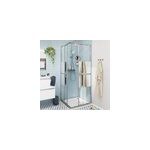 Portes de douche coulissantes accs d'angle l. 80 x l. 80 x h. 195 cm, bandes miroir, profils alu chrome, ...