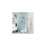 Portes de douche coulissantes accès d'angle l. 90 x l. 90 x h. 195 cm, verre transparent, profilés alu ... Portes de douche coulissantes accès d'angle l. 90 x l. 90 x h. 195 cm, verre transparent, profilés alu ...