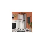 Portes de douche coulissantes accs d'angle l. 80 x l. 80 x h. 195 cm, verre transparent, profils alu ...