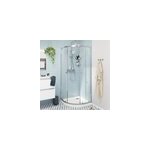 Portes de douche coulissantes accès d'angle quart de cercle l. 90 x l. 90 x h. 195 cm, verre transparent, ... Portes de douche coulissantes accès d'angle quart de cercle l. 90 x l. 90 x h. 195 cm, verre transparent, ...