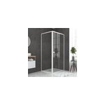 Porte de douche coulissante et paroi l. 100 + 80 x h. 185 cm profils blancs, galedo spot