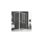 Porte de douche coulissante et paroi l. 140 + 80 x h. 185 cm profils blancs, galedo spot