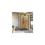 Porte de douche coulissante avec paroi latrale droite l. 100 + 80 x h. 200 cm, verre transparent, profil ...