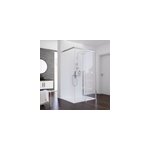 Porte de douche coulissante avec paroi latrale ouverture droite l. 100 + 80 x h. 200 cm, verre transparent ...