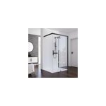 Porte de douche coulissante avec paroi lat�rale ouverture droite l. 120 + 80 x h. 200 cm, verre transparent ...