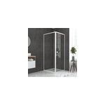 Porte de douche pivotante et paroi l. 80 + 80 x h. 185 cm profilés blancs, galedo spot Porte de douche pivotante et paroi l. 80 + 80 x h. 185 cm profilés blancs, galedo spot