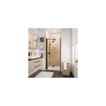 Porte de douche pivotante - pliante l. 90 x h. 192 cm, verre transparent anticalcaire, profil� noir mat, ...