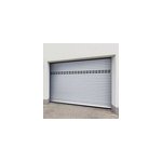 Porte de garage motorise enroulable aluminium ambre blanc h. 200 x l. 300 cm avec hublots protecta