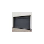 Porte de garage motorise enroulable aluminium ambre gris h. 200 x l. 253, 2 cm avec hublots protecta ...