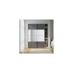 Portes de placard coulissantes 2 vantaux panneaux anthracite brillants et miroir goodhome atomia h. 225 ...