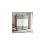 Portes de placard coulissantes 2 vantaux panneaux blancs brillants et effet ch�ne gris� goodhome atomia ...