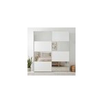 Portes de placard coulissantes 2 vantaux panneaux blancs et miroir goodhome atomia h. 225 x l. 200 x ...