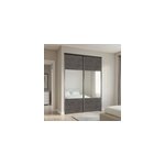 Porte de placard coulissante avec miroir gris antique profil gris goodhome arius h. 248, 5 x l. 92. 2 ...
