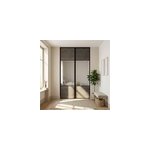 Porte de placard coulissante avec miroir gris antique profil noir goodhome arius h. 248, 5 x l. 77. 2 ...