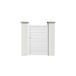 Portillon battant premium fidji en pvc blanc persienné cadre aluminium intégré l 1m x h 1. 55m Portillon battant premium fidji en pvc blanc persienné cadre aluminium intégré l 1m x h 1. 55m