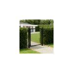 Portillon pour cl�ture grillag�e � poteaux carr�s sur platine anthracite l. 100xh. 100 cm