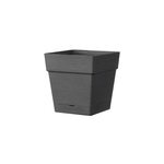 Pot carr� � r�serve d'eau plastique deroma save r anthracite 17 x 17 x h. 17 cm