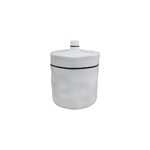 Pot � coton avec couvercle c�ramique, blanc et ligne noir, levasseur line