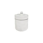 Pot � coton avec couvercle c�ramique, blanc et ligne verte, levasseur line