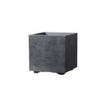 Pot de fleurs en cube plastique gris anthracite 25 x 25 cm avec r�serve d'eau deroma