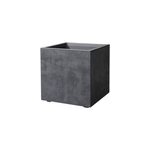 Pot de fleurs en cube plastique gris anthracite 39 x 39 cm avec r�serve d'eau deroma
