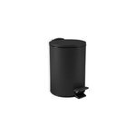 Poubelle de salle de bains 3l ronde � p�dale noire en m�tal spirella adelar