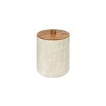 Poubelle de salle de bains effet travertin 1, 7 l avec couvercle en acacia 18, 5 x h. 25, 3 cm, 5five ...