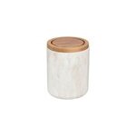 Poubelle de salle de bains effet travertin avec couvercle pivotant en acacia 1, 7 l 11, 9 x h. 15, 8 ...