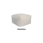 Pouf carr inaya blanc ivoire l. 50 x h. 30 x p. 50 cm jby creation