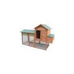Poulailler en bois bi corps 2, 13 m double toit bitum habrita