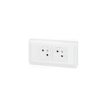 Prise 2 x 2 p�les + terre legrand mosa�c blanc