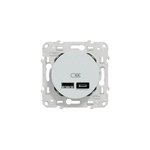 Prise usb double type a + c 5 vcc 2. 4 a affleurante odace schneider electric blanc