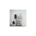 Rangement buanderie 2 colonnes avec penderie, 2 tendoirs et 2 paniers h. 200 x l. 132 x 40 cm