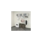 Rangement buanderie 3 colonnes avec penderie et 2 �tandoirs h. 200 x l. 198 x p. 40 cm