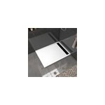 Receveur de douche l. 120 x l. 90 x h. 4 cm, acrylique renforc� blanc, avec grille d'�vacuation noire, ...