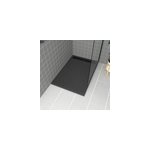 Receveur de douche l. 120 x l. 90 x h. 4 cm, acrylique renforc� gris effet pierre, avec grille d'�vacuation ...