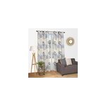 Rideau à illets effet lin imprimé feuilles et palmiers gris l. 240 x l. 140cm dylrev Rideau à illets effet lin imprimé feuilles et palmiers gris l. 240 x l. 140cm dylrev