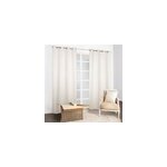 Rideau � illets uni en gaze de coton blanc ivoire l. 130 x h. 260 cm jby creation