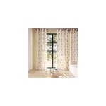 Rideau tamisant � illets en lin dohar imprim� fleuri ocre h. 260 x l. 140cm goodhome