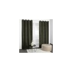 Rideau thermique � illets velours c�tel� vert h. 240 x l. 135cm jby creation