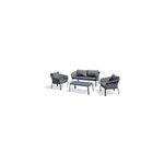 Salon bas de jardin camargue 4 places en corde tisse / alu gris anthracite - paris garden