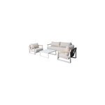 Salon de jardin leather aluminium blanc et bois proloisirs