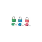 Set de 3 cadenas � cl�s thirard corps thermoplastique et anse en acier coloris vert bleu et rose