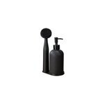 Set distributeur de savon, brosse, noir, piedo