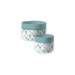 Set de petits 2 paniers de rangement bleu et blanc en polycoton scandi Set de petits 2 paniers de rangement bleu et blanc en polycoton scandi