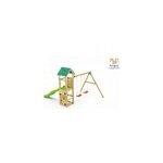 Structure de jeux en bois avec toboggan et balanoire double charly fungoo