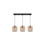 Suspension 3 lampes rotin et m�tal noir e27 15w h. 110cm goodhome conebill