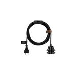 Suspension luminaire en cordon lin tiss� noir 4, 5m e27 jcb