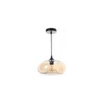 Suspension ronde bronks en verre ambr e27 ip20 . 28 x h. 98 cm lussiol